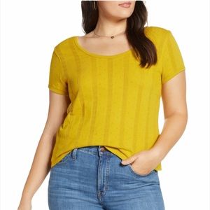 Madewell Pointelle Ribbed Mustard Yellow Top